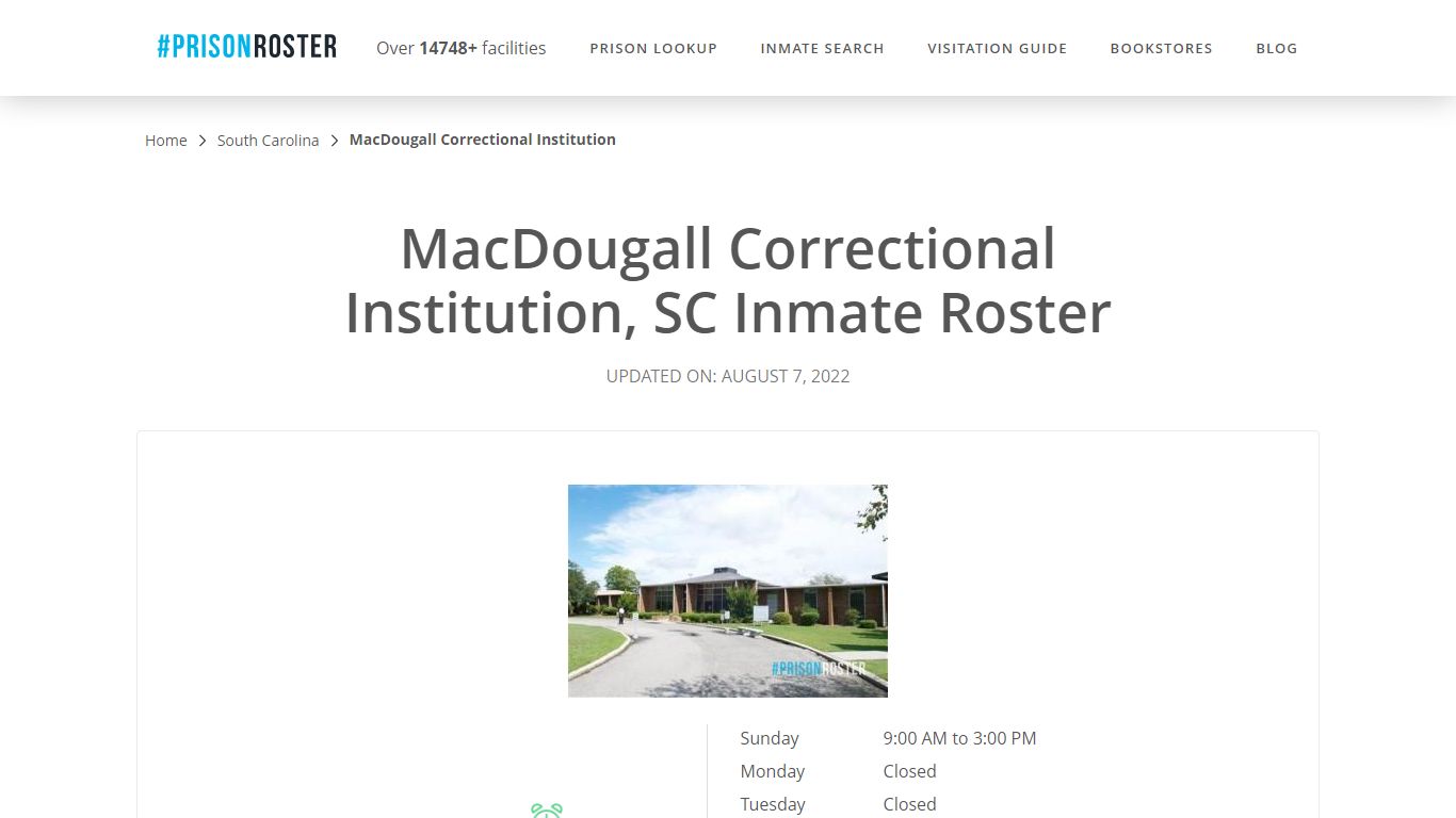 MacDougall Correctional Institution, SC Inmate Roster - Prisonroster