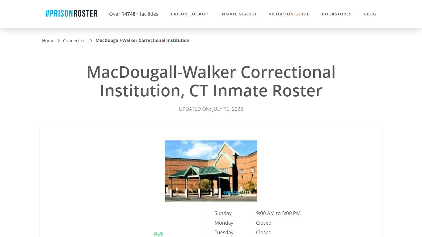 MacDougall-Walker Correctional Institution, CT Inmate Roster - Prisonroster