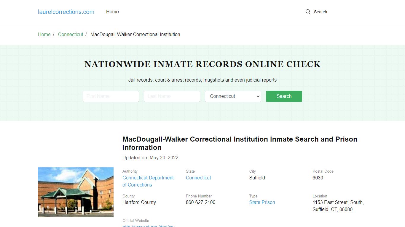 MacDougall-Walker Correctional Institution Inmate Search, Visitation ...